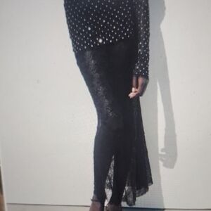 Zara Black High-Low Lace Skirt Size S